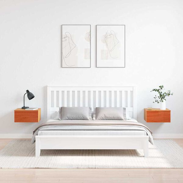 vidaXL Naktsgaldiņ&scaron; ar atvilktni 2 pcs Vaks brūns 37 x 35 x 18,5 cm