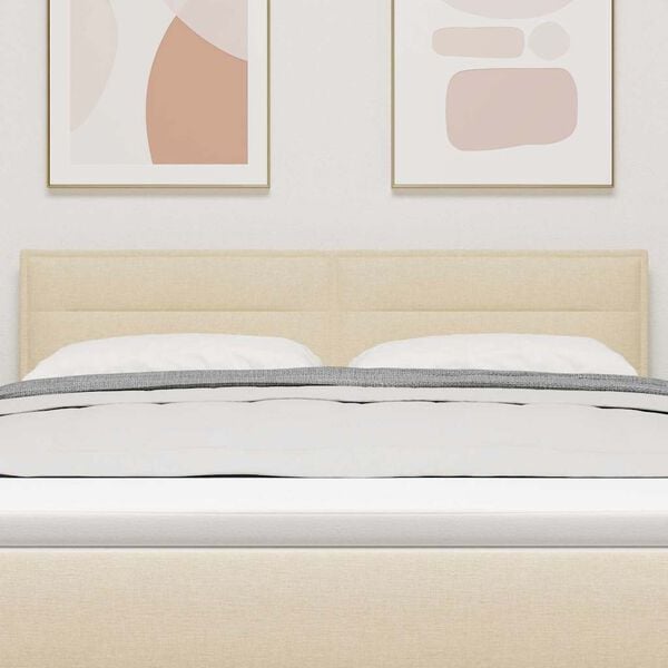 vidaXL LED gultas galva ar galvas klāju Krēmkrāsa 144 cm Poliesters