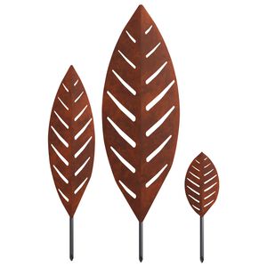 vidaXL Dārza mietiņ&scaron; 3 gab. 116,5 x 35 x 3 cm Rūsa Novecināts tērauds
