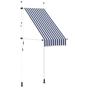vidaXL izvelkama markīze, 100 cm, manuāla, zila ar baltām svītrām