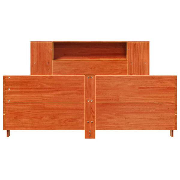 vidaXL gulta bez matrača, vaska brūnas, 160x200 cm, priedes masīvkoks