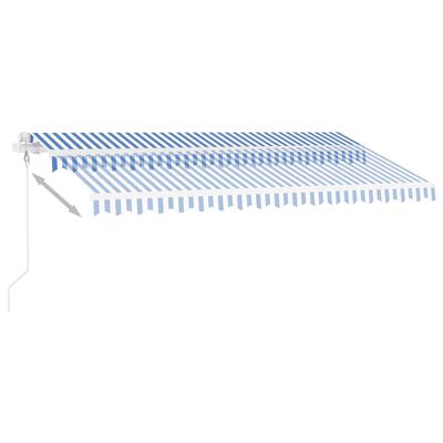 vidaXL markīze ar kātu, 450x350 cm, automātiska, zila/balta