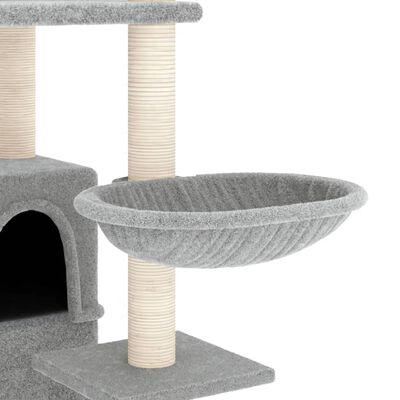vidaXL kaķu māja ar sizala stabiem nagu asināšanai, 175 cm, pelēka