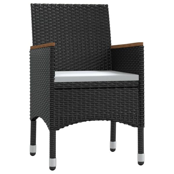 vidaXL 5-daļīgs dārza mēbeļu komplekts ar matračiem, melns