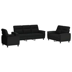 vidaXL Dīvānu komplekts 3 pcs Melns Audums