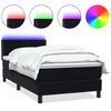 vidaXL atsperu gulta ar matraci, LED, melna samts, 100x220 cm