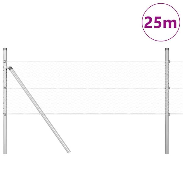 vidaXL Žoga āķis Sudraba 25 x 0,4 m (25 mm acs) Tērauds
