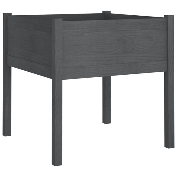 vidaXL dārza puķu kastes, 2 gab., 70x70x70cm, pelēks priedes masīvkoks