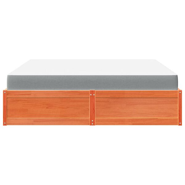 vidaXL gulta ar matraci, vaska brūna, 180x200 cm, priedes masīvkoks