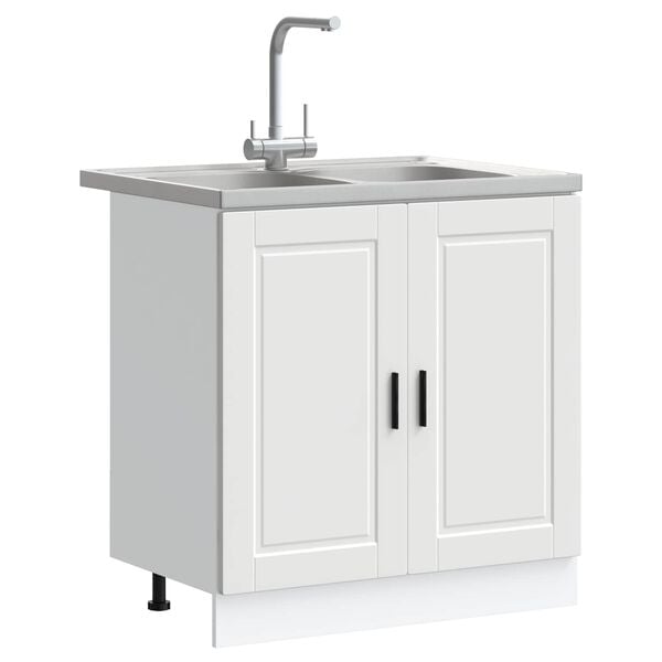 vidaXL Izlietnes skapītis Porto 2 pcs Balts Inženierijas koks