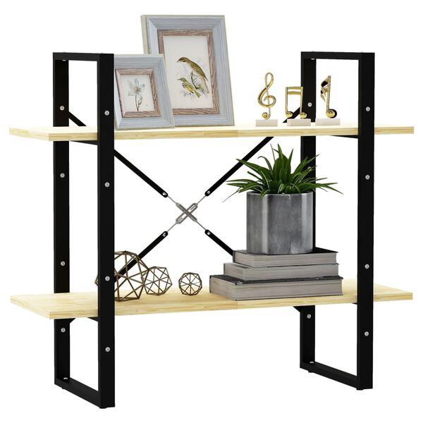 vidaXL 2-līmeņu grāmatu plaukts, 80x30x70 cm, priedes masīvkoks