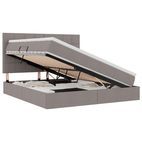 vidaXL Gulta ar uzglabā&scaron;anas vietu un LED Pelēkbrūna 180 x 200 cm