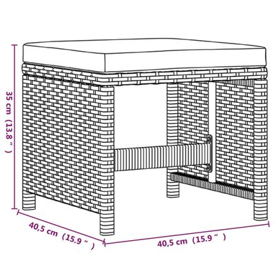 vidaXL 19-daļīgs dārza mēbeļu komplekts, matrači, melna PE rotangpalma
