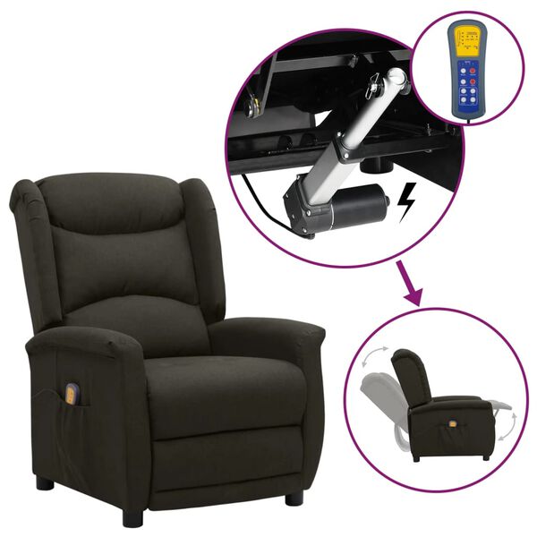 vidaXL masāžas krēsls, paceļams, pelēkbrūns audums