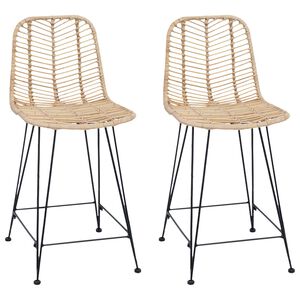 vidaXL Bāra krēsls 2 pcs 44,5 x 54,5 x 97,5 cm Raten un dzelzs