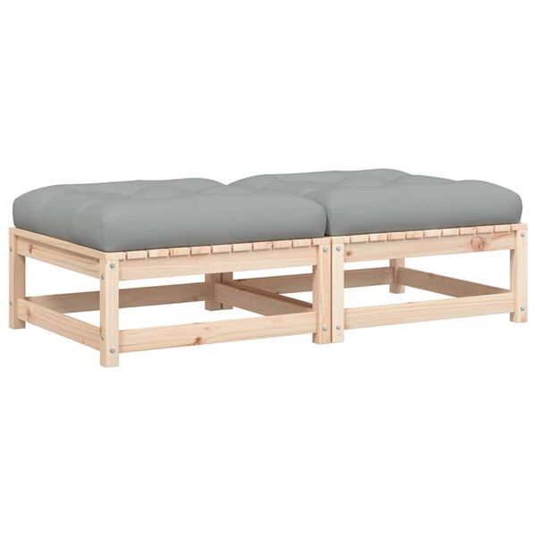 vidaXL dārza soli ar matračiem, 2 gab., priedes masīvkoks