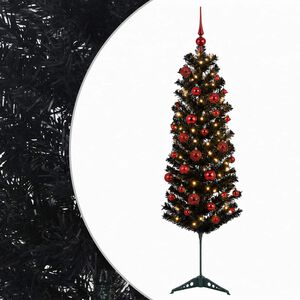 vidaXL Mākslīgā slaida Ziemassvētku egle ar bumbiņām 150 cm 150 LED