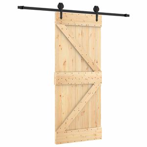 vidaXL Slīdo&scaron;ās durvis 85 x 210 cm Cieta priedes koks (neapstrādāts)