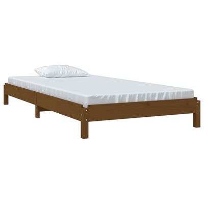 vidaXL gulta, medus brūna, 75x190 cm, priedes masīvkoks