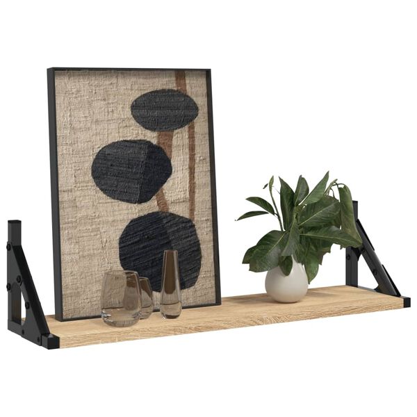 vidaXL sienas plaukti, 2 gab., ozolkoka krāsa, 60x15x15,5 cm