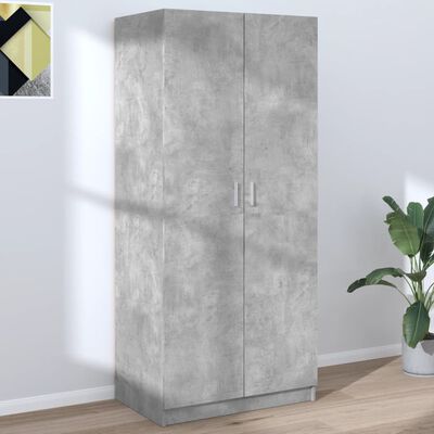 vidaXL skapis, betona pelēks, 80x52x180 cm, skaidu plāksne
