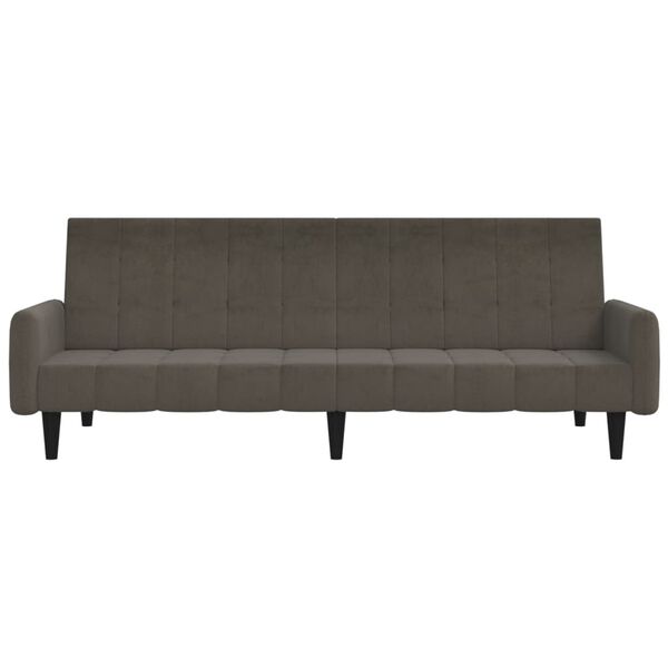 vidaXL divvietīga dīvāngulta, tum&scaron;i pelēks mikro&scaron;ķiedras audums