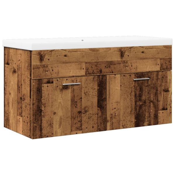vidaXL vannasistabas skapītis ar iebūvētu izlietni, veca koka