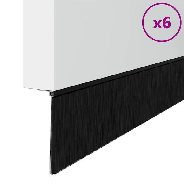 vidaXL Pa&scaron;līpojo&scaron;as durvju birstes 6 pcs Melna 100 cm