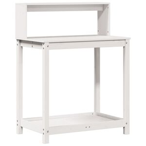 vidaXL stādī&scaron;anas galds ar plauktiem, balts, 82,5x50x109,5 cm, priede