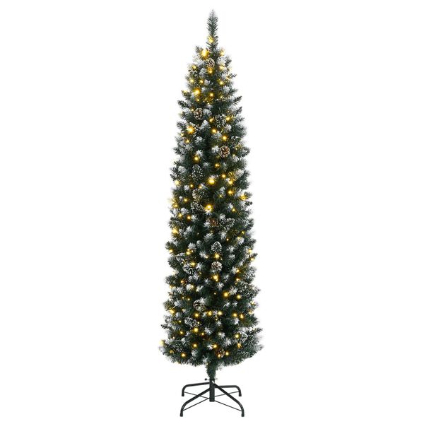 vidaXL mākslīgā Ziemassvētku egle, šaura, 180 cm, 300 LED