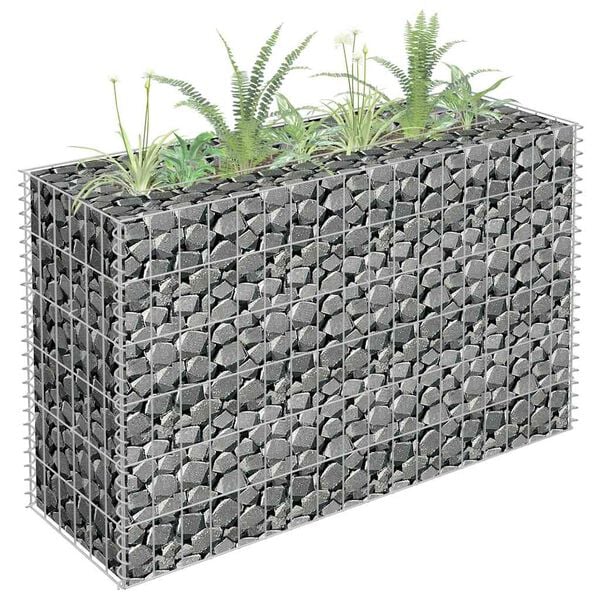 vidaXL gabions, augstā puķu kaste, cinkots tērauds, 90x30x60 cm