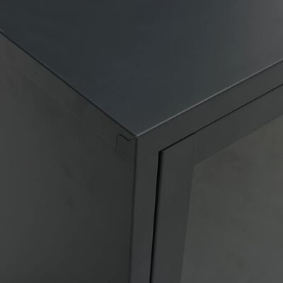 vidaXL TV skapītis, melns, 105x35x52 cm, tērauds un stikls