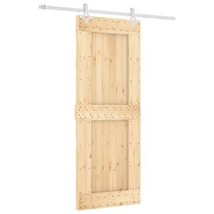 vidaXL Slīdo&scaron;ās durvis 80 x 210 cm Cieta priedes koks (neapstrādāts)