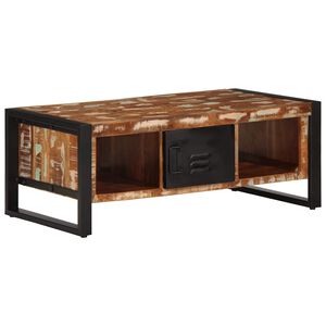 vidaXL daudzkrāsains kafijas galdiņ&scaron; 90x50x36 cm pārstrādāts masīvkoks