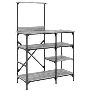 vidaXL virtuves plaukts, pelēks, 90x40x132 cm, inženierijas koks