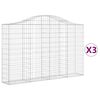 vidaXL arkveida gabiona grozi, 3 gb., 200x30x120/140cm, cinkota dzelzs
