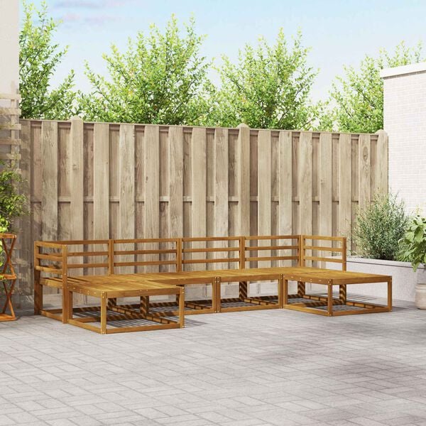 vidaXL Āra dīvānu komplekts 6 pcs Dabiska Cietā akācijas koks