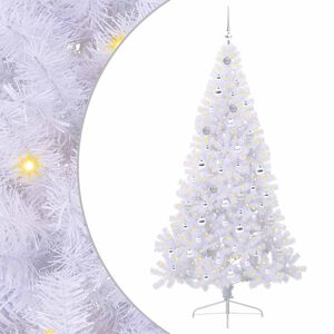 vidaXL Mākslīgā Ziemassvētku eglīte Balts 210 cm PVC un tērauds