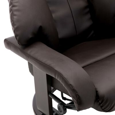 vidaXL TV atpūtas krēsls ar kāju soliņu, atgāžams, brūna mākslīgā āda