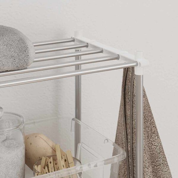 vidaXL Veļas ma&scaron;īnas plaukts Balts 70 x 27 x 136 cm Alumīnijs