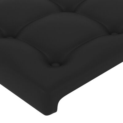 vidaXL gultas galvgalis ar LED, 200x5x78/88 cm, melna mākslīgā āda