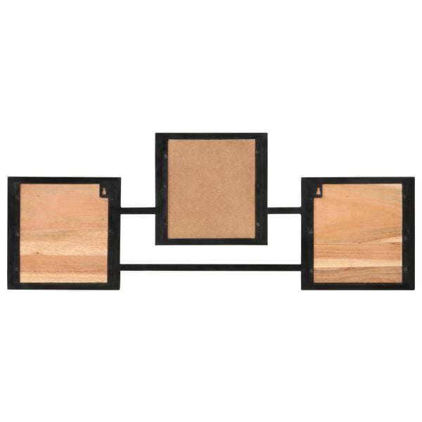 vidaXL sienas mēteļu plaukts, 90x1x35 cm, akācijas masīvkoks, dzelzs