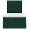 vidaXL Osmaņu gultas rāmis ar matračiem tum&scaron;i zaļ&scaron; 90x190 cm samts