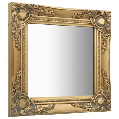 vidaXL baroka stila sienas spogulis, 40x40 cm, zelta krāsā
