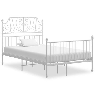 vidaXL gultas rāmis, balts metāls, 120x200 cm