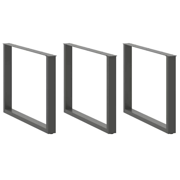 vidaXL ēdamgalda kājas, 3 gab., U-veida, antracīta krāsā, 100x(72-73) cm, tērauds