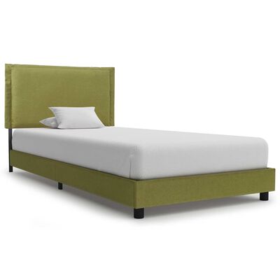 vidaXL gultas rāmis, zaļš audums, 90x200 cm