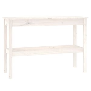vidaXL konsoles galdiņ&scaron;, balts, 110x40x75 cm, priedes masīvkoks