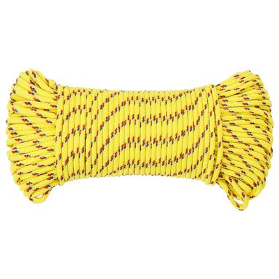 vidaXL laivu virve, dzeltena, 4 mm, 50 m, polipropilēns