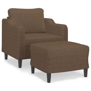 vidaXL atpūtas krēsls ar kājsoliņu, 60 cm, brūns audums